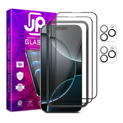 JP Pachet Complet Sticlă Temperată, 2x Sticlă 3D cu aplicator + 2x sticlă pentru lentilă, iPhone