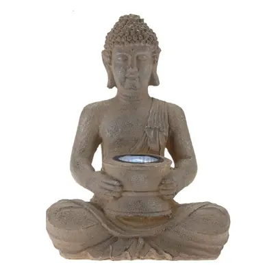 Lampa solara de gradina Buddha, 21x14x28 cm, argintiu