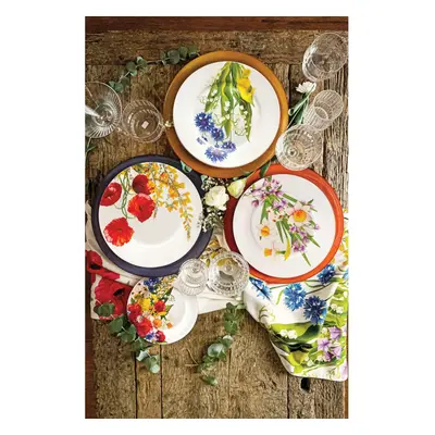 Set cesti cu farfurie pentru ceai Fiori Di Campo, Brandani, ml, portelan New Bone China