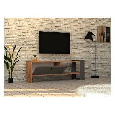 Comoda TV Ova, Puqa Design, 120x25x36.8 cm, antracit/natural