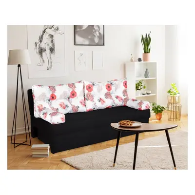 Canapea extensibila Alfi Anthracite 192x80x77 cm cu lada de depozitare, Roses Flower