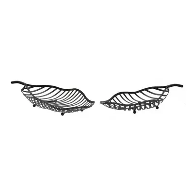 Set platouri decorative Leaf Black, Mauro Ferretti, 61x25x7.5 cm, fier