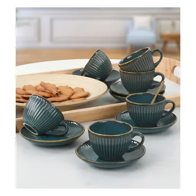 Set pentru ceai, Keramika, 275KRM1529, Ceramica, Turcoaz/Maro