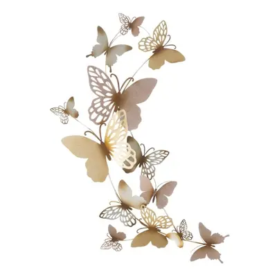 Decoratiune de perete Butterflies Light Blue, Mauro Ferretti, 59.5x111.5 cm, fier, multicolor