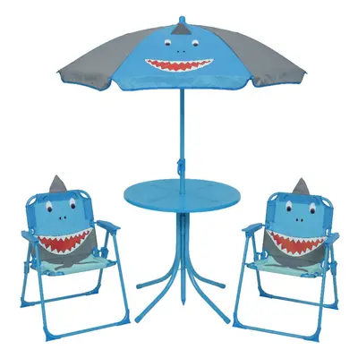 Set mobilier de gradina pentru copii Shark, Decoris, piese, fier/poliester, albastru