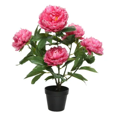 Floare artificiiala in ghiveci Peony, Everlands, 41x57 cm, textil/plastic/fier, roz