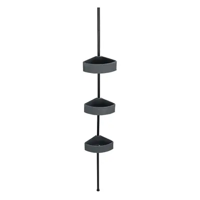 Etajera extensibila pentru dus, Wenko, Villata, x x 20.5 cm, inox/polirasina, gri/negru