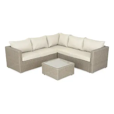 Set mobilier pentru gradina/terasa, Casaboa, coltar + masa, aluminiu/fibre sintetice, natur/gri