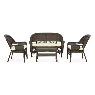 Set mobilier gradina/terasa, Barbara, piese, otel, maro/bej