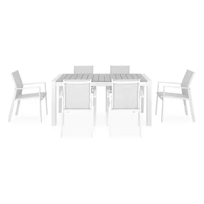 Set mobilier gradina/terasa Encore/Baria, piese, 150x90x74 cm/56.5x62x86 cm, aluminiu, alb/gri