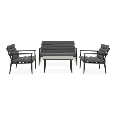 Set mobilier gradina/terasa Nantes, piese, aluminiu, negru/gri