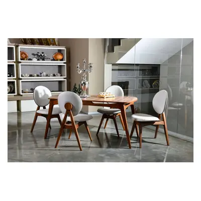 Set masa si scaune piese, Vow Chair, Touch Wooden, Lemn de carpen, Maro/Crem