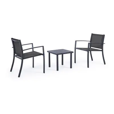 Set mobilier pentru gradina/terasa piese Auri, Bizzotto, otel/textilena 2x1, gri carbune