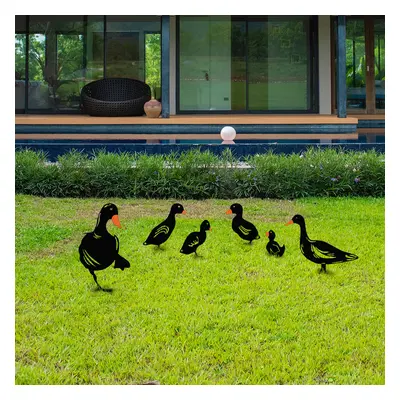 Set decoratiuni pentru gradina, Ducks, Metal, Negru