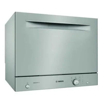 Masina de spalat vase compacta independenta Bosch SKS51E38EU, seturi, programe, Clasa F, Inox