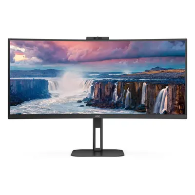 Monitor Curbat WLED VA AOC 34" WQHD 100Hz 4ms HDMI DisplayPort USB USB-C Webcam CU34V5CW/BK, Neg