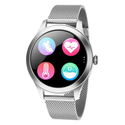 Smartwatch Maxcom FW42, Stainless steel, bratara plasa metalica, Argintiu