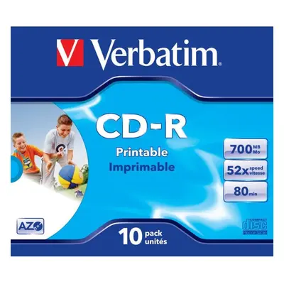 BLANK CD-R Verbatim AZO 52X 700MB JC WIDE INKJET PRINTABLE ID BRANDED "43325" (pret la buc. "433