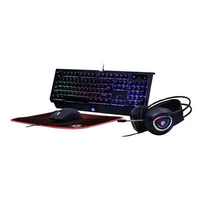 Set gaming tastatura, mouse, casti si mousepad Gembird GGS-UMGL4-01-DE, cu cablu, iluminat RGB, 