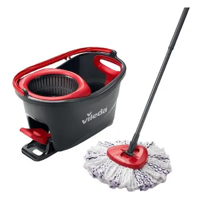 Set mop rotativ cu galeata Vileda Turbo in Microfibre Box, negru-rosu