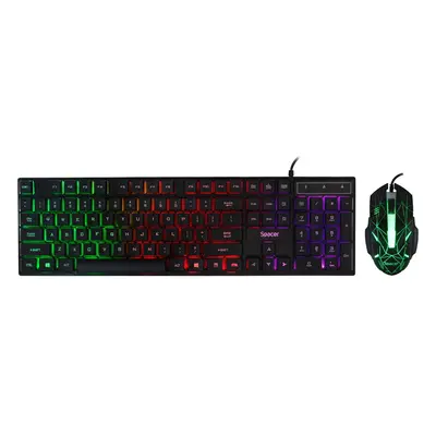 Kit gaming tastatura si mouse Spacer SP-GK-01, Iluminare RGB, Negru