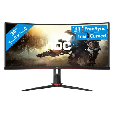 Monitor gaming curbat LED VA AOC 34", UltraWide QHD, DisplayPort, 1ms, 144Hz, FreeSync, Negru, C