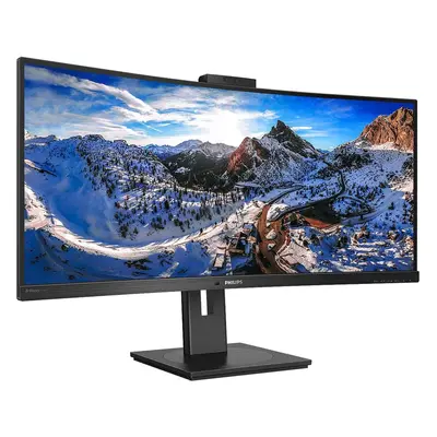 Monitor curbat LED VA Philips 34", Ultrawide QHD, DisplayPort, USB-C, RJ45, Negru, 346P1CRH