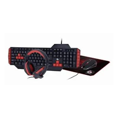 Set gaming 1x Tastatura, 1x Mouse, 1x Casti, 1x Mousepad, Gembird GGS-UMG4-02, cu cablu, negru, 