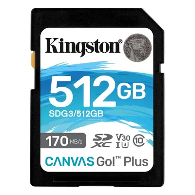 Card de memorie SD Kingston Canvas GO Plus, 512GB, Clasa 10, UHS-I, Adaptor inclus