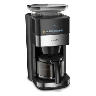 Cafetiera Krups Grind&Brew KM832810, vas din sticla, 1.25L, rasnita de cafea metalica, setari, d