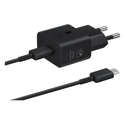 Incarcator Retea Samsung cu Cablu USB-C, 25W, 3A, X USB-C, Negru