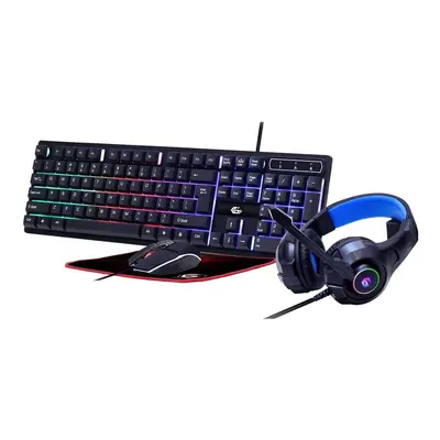 Set gaming tastatura, mouse, casti si mousepad Gembird GGS-UMGL4-02, cu cablu, iluminat RGB, EN 