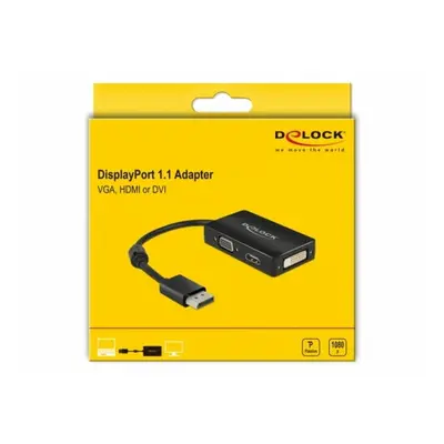 Adaptor Delock 62656, Mini DisplayPort male - VGA/HDMI/DVI female, Negru