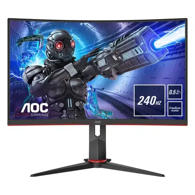 Monitor Curved 1500R Gaming LED VA AOC 27", 240Hz, 1ms, FreeSync, FlickerFree, Frameless, 2xHDMI