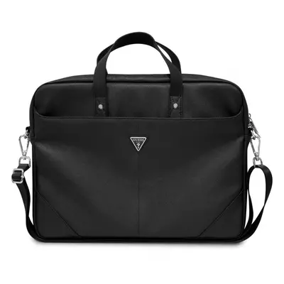 Geanta Guess Saffiano Triangle Logo pentru Laptop 15inch - 16inch, Neagra GUCB15PSATLK