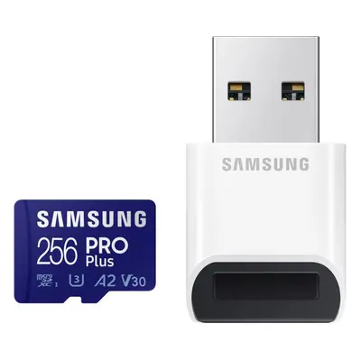 Card memorie Samsung PRO Plus + Cititor USB carduri micro-SDXC, MB-MD256KB/WW, 256GB