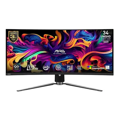 Monitor Gaming QD-OLED MSI 34" MAG 341CQP QD-OLED, UWQHD (3440 x 1440), HDMI, DisplayPort, Ecran