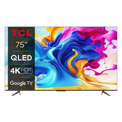 Televizor TCL QLED 75C645, cm, Smart Google TV, 4K Ultra HD, Clasa G, Negru