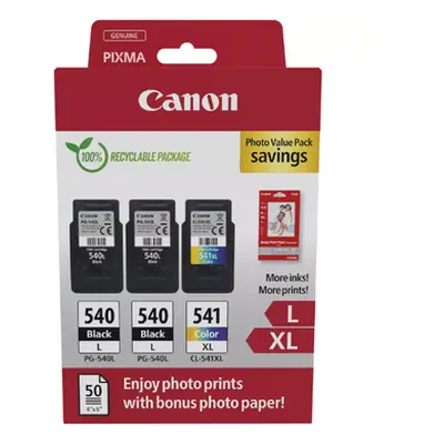 Pachet cartuse cerneala Canon Photo Value Pack 5224B015AA, 2x PG-540L, 1x CL-541XL Color + Coli 