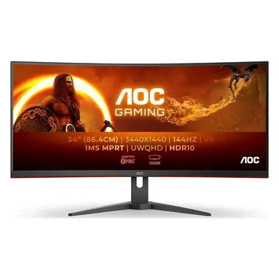 Monitor Gaming VA LED AOC 34" CU34G2XE/BK, UWQHD (3440x1440), HDMI, DisplayPort, Ecran Curbat, B