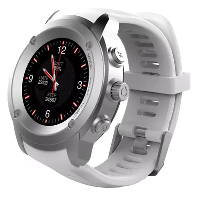 Ceas Smartwatch FitGo FW17 Power, GPS, bratara silicon sport, Argintiu Alb