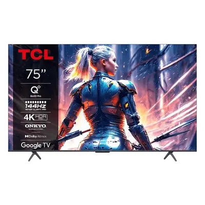 Televizor TCL QLED 75T8B, cm, Smart Google TV, 4K Ultra HD, 100Hz, Clasa F (Model 2024)