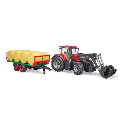 Tractor Case IH Optum CVX cu remorca de transport baloti, Bruder