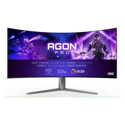 Monitor Gaming OLED AOC 44.5" AG456UCZD, WQHD (3440 x 1440), Ecran curbat, HDMI, DisplayPort, Bo