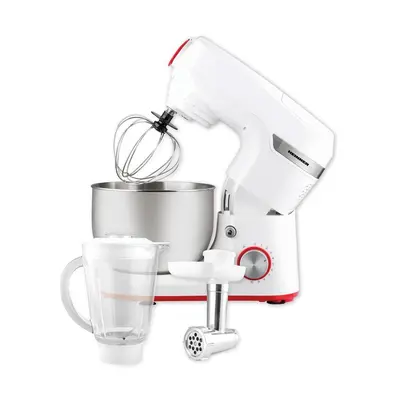 Mixer cu bol Heinner HPM-1000WH, 1000W, miscare planetara, accesoriu masina de tocat si blender,