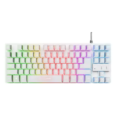 Tastatura Gaming Trust GXT833W Thado, iluminare Rainbow, Cu fir, Alb