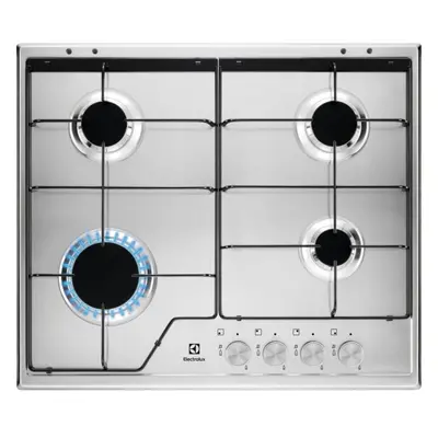 Plita incorporabila Electrolux KGS6424SX, Gaz, arzatoare, Aprindere electrica, Dispozitiv de sig