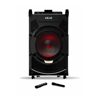 Boxa portabila Akai DJ-S3HB, Bluetooth, x microfon fara fir, telecomanda, W RMS, Negru