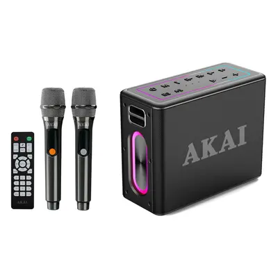 Boxa Akai Portabila cu microfoane, 80W, Wireless, IPX6, Negru