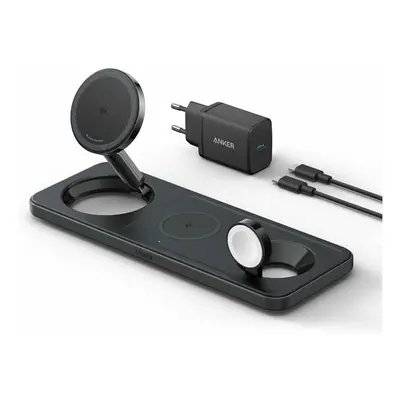 Incarcator wireless pliabil Anker MagGo 3in1 Stand, Qi2, pentru iPhone 15/14/13/12, AirPods, App